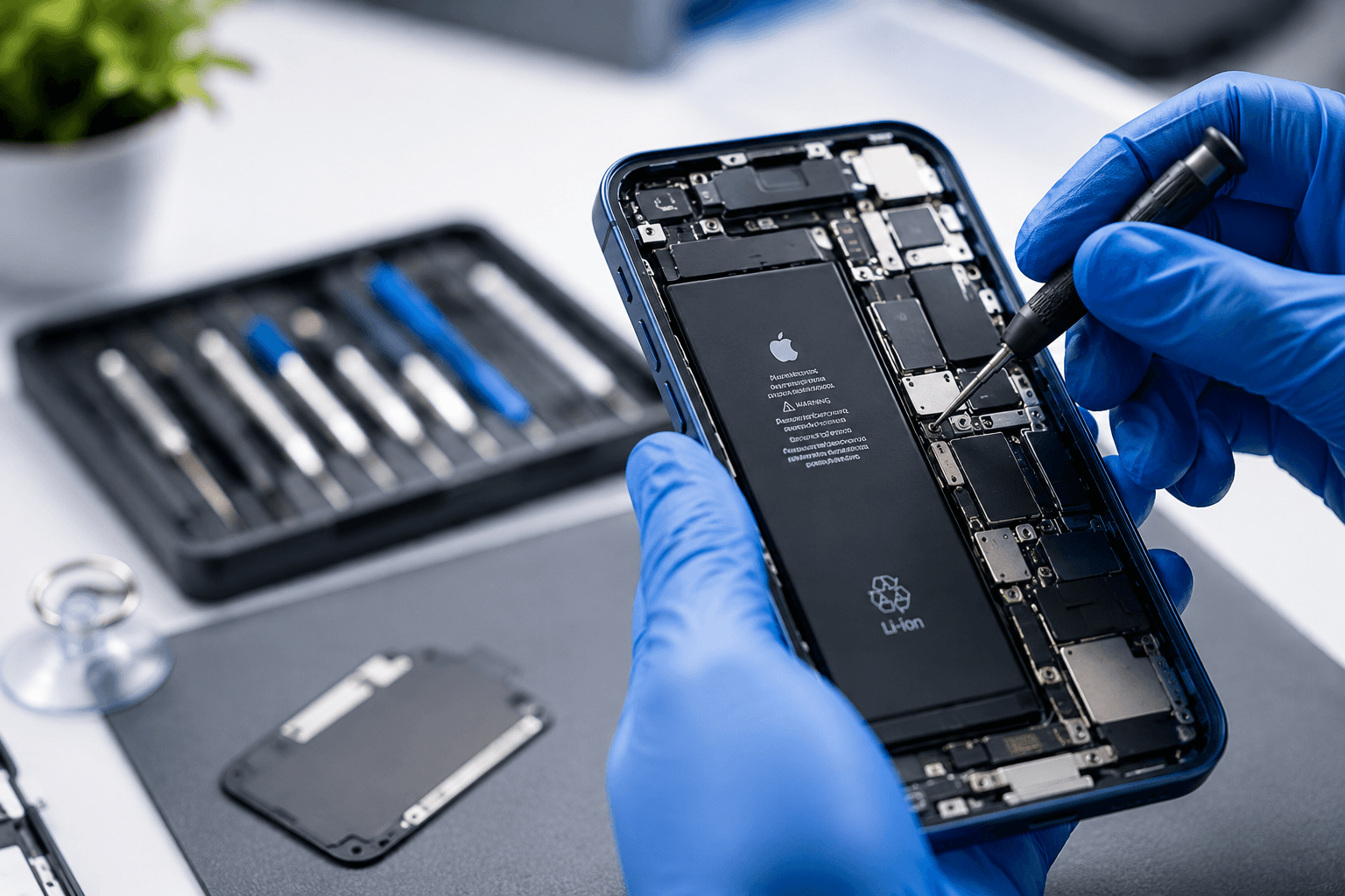 SrinuMobiles technician repairing a smartphone